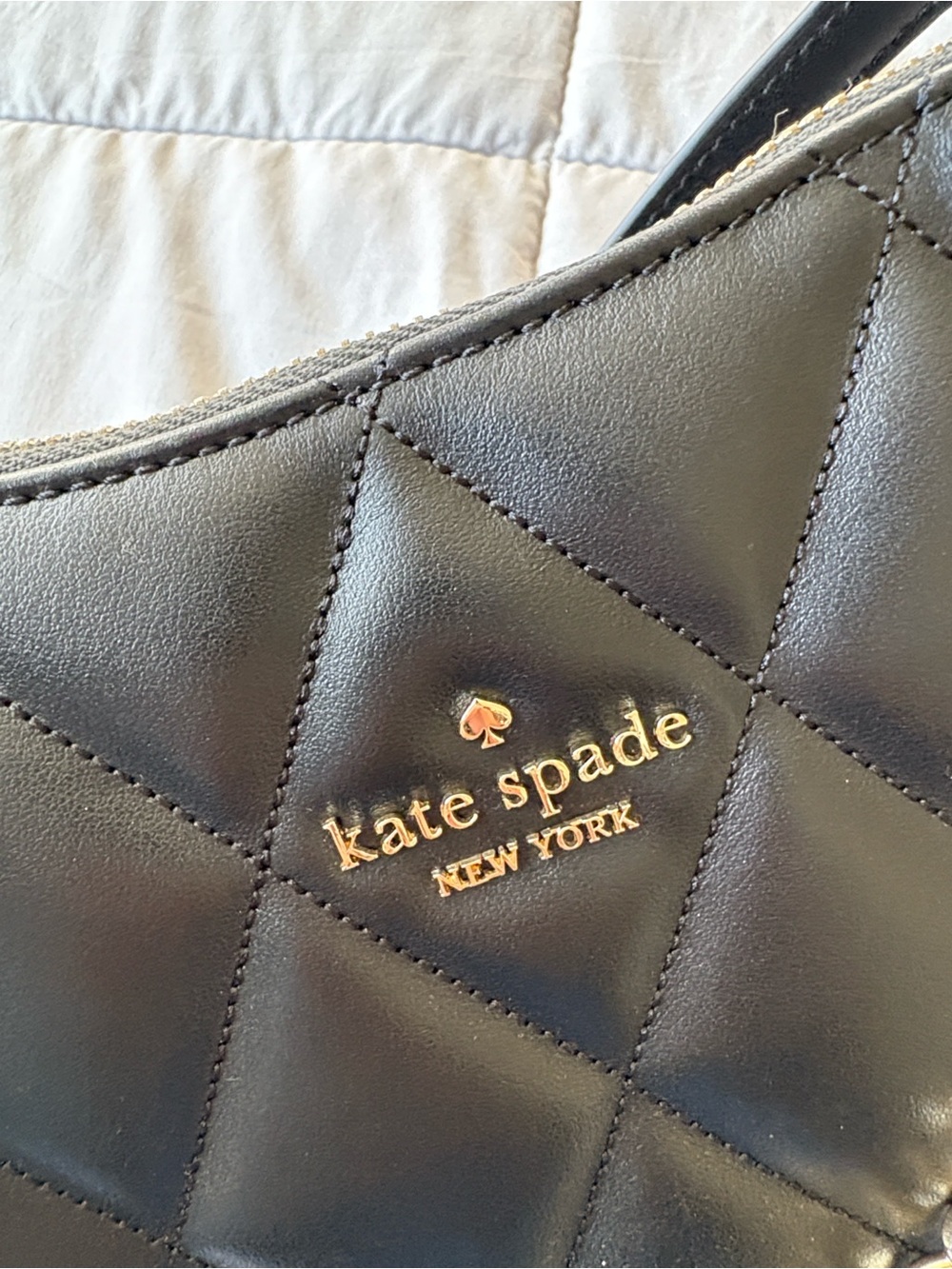 kate spade Black Quilted Leather Shoulder Bag with Gold Chain - Picture 5 of 8